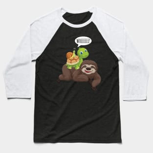 Sloth Turtle Snail Funny running Baseball T-Shirt